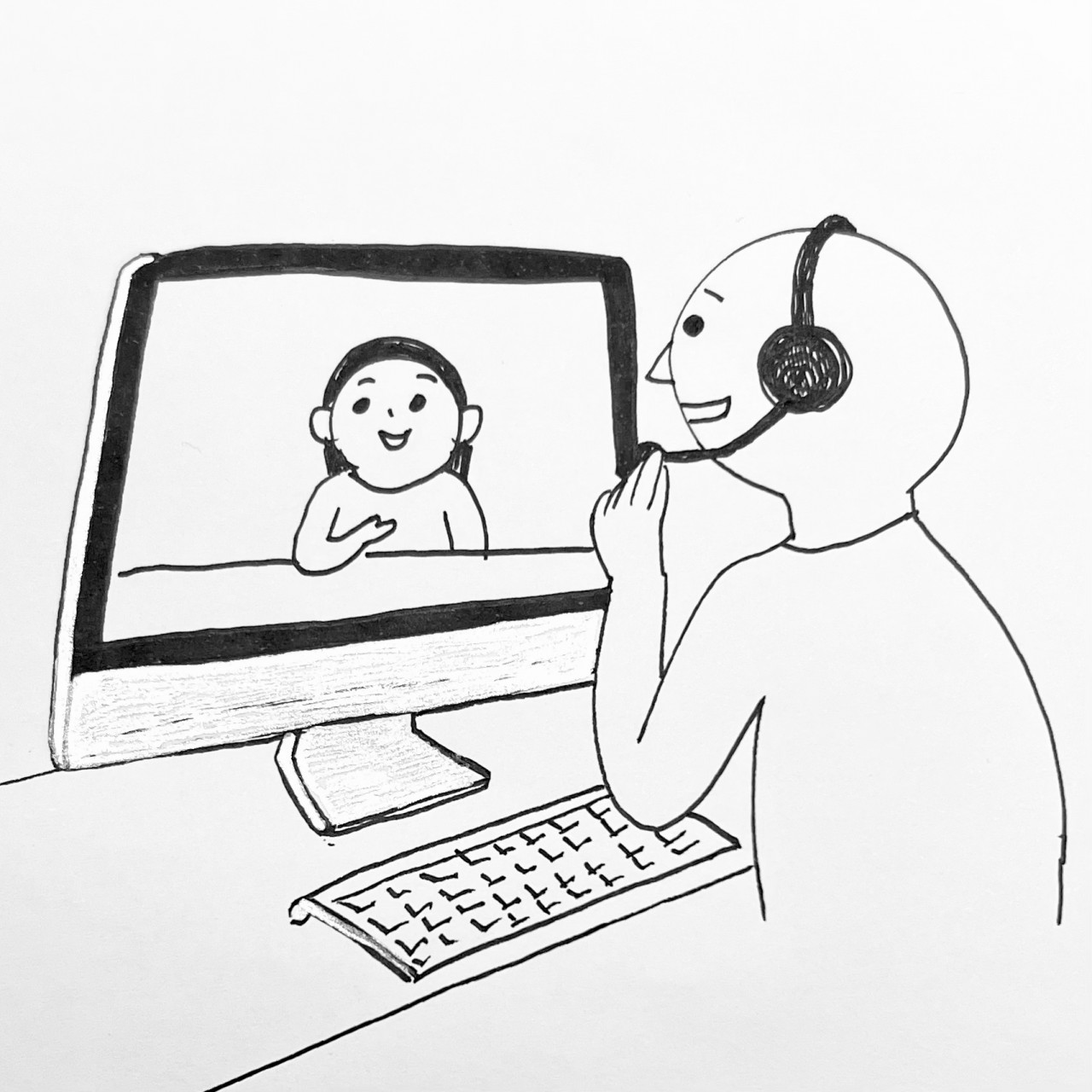 線上視訊一對一解讀插畫